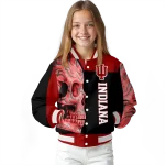 indiana hoosiers fire skull red black varsity jacket best selling