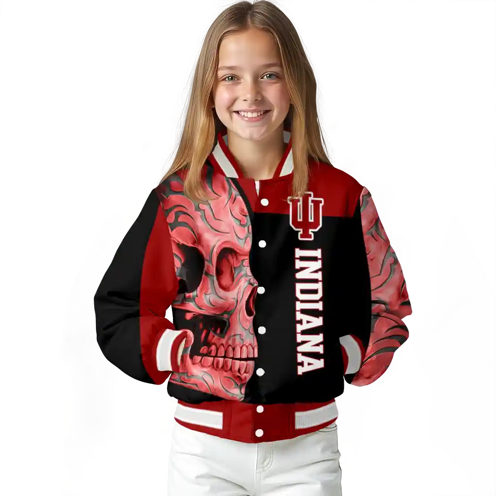 indiana hoosiers fire skull red black varsity jacket top rated indiana hoosiers fire skull red black varsity jacket top rated