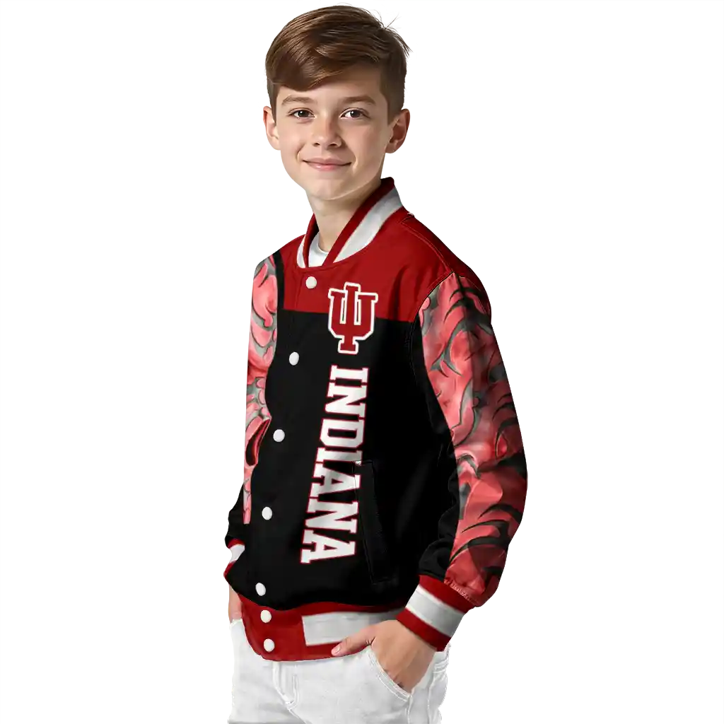 indiana hoosiers fire skull red black varsity jacket trendy indiana hoosiers fire skull red black varsity jacket trendy