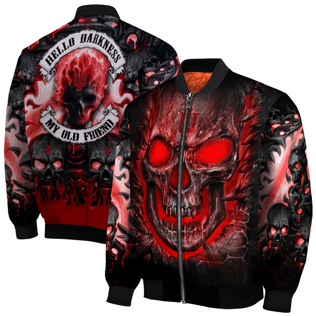 indiana hoosiers inferno skull red black bomber jacket best selling indiana hoosiers inferno skull red black bomber jacket best selling