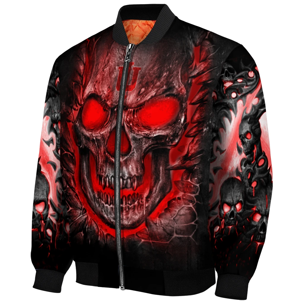 indiana hoosiers inferno skull red black bomber jacket fashion forward indiana hoosiers inferno skull red black bomber jacket fashion forward