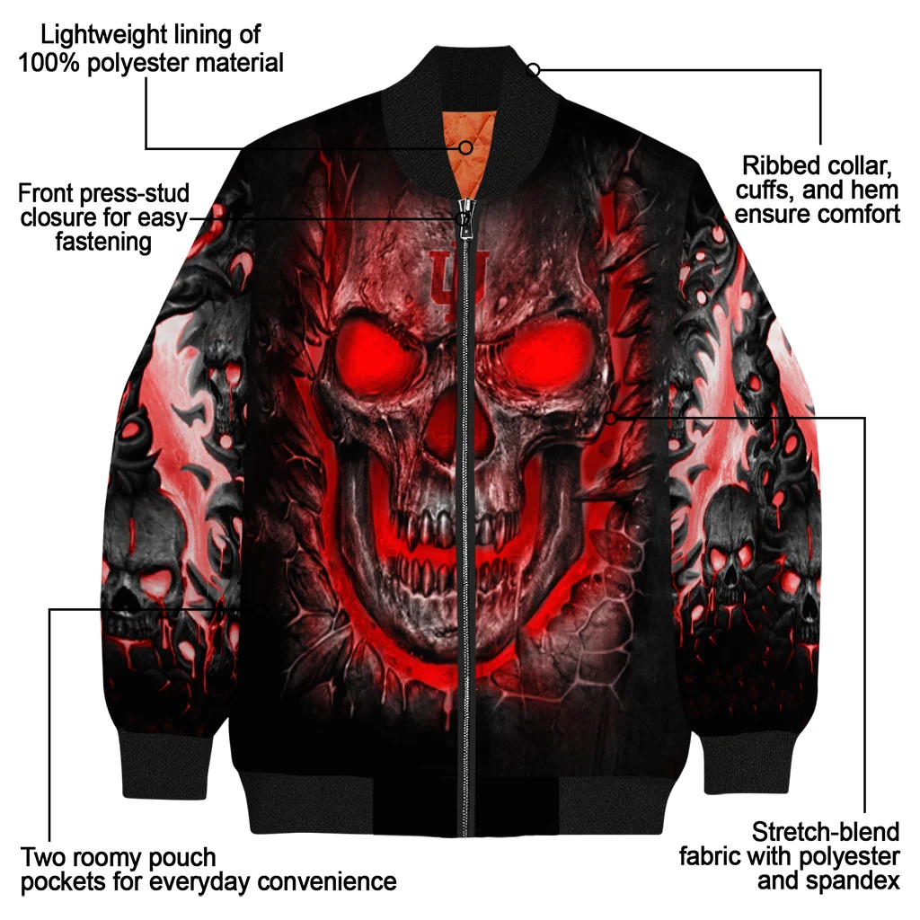 indiana hoosiers inferno skull red black bomber jacket new arrival indiana hoosiers inferno skull red black bomber jacket new arrival