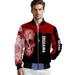 indiana hoosiers intricate skull red black bomber jacket best selling