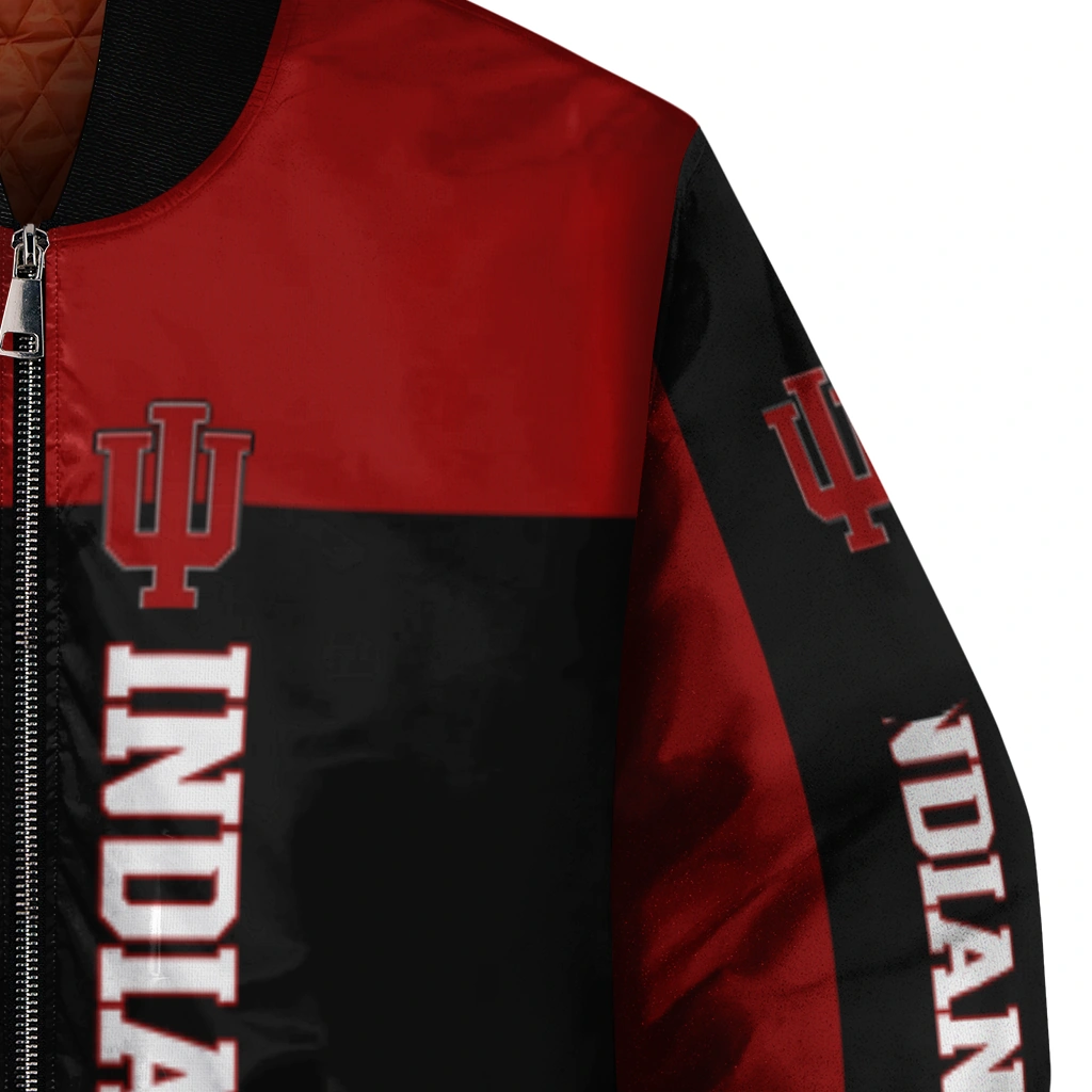 indiana hoosiers intricate skull red black bomber jacket premium grade indiana hoosiers intricate skull red black bomber jacket premium grade