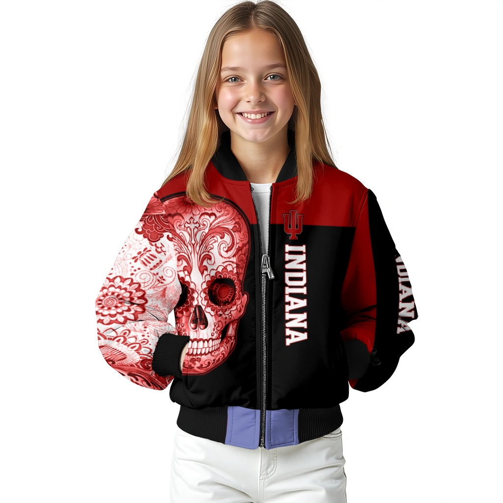 indiana hoosiers intricate skull red black bomber jacket top rated indiana hoosiers intricate skull red black bomber jacket top rated