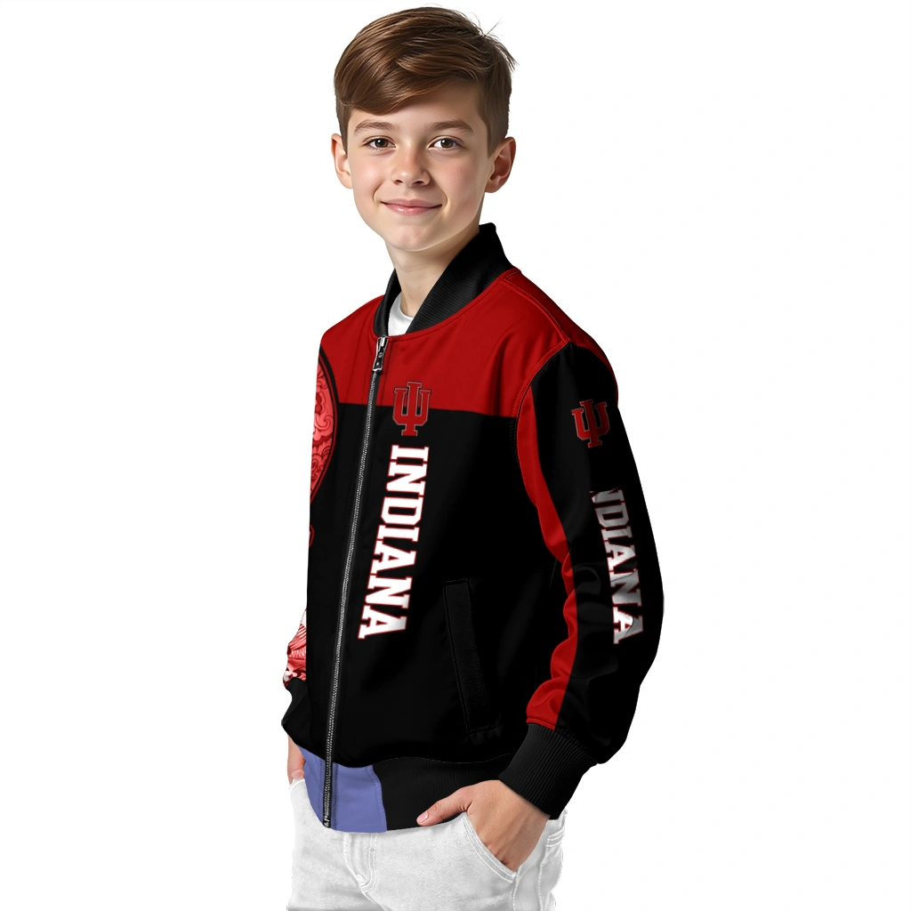 indiana hoosiers intricate skull red black bomber jacket trendy indiana hoosiers intricate skull red black bomber jacket trendy