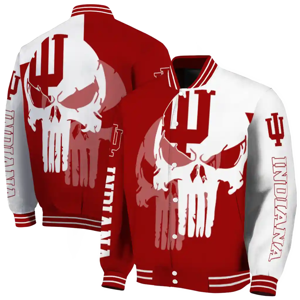 indiana hoosiers skull outline red white varsity jacket fashion forward indiana hoosiers skull outline red white varsity jacket fashion forward