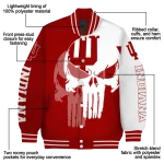 indiana hoosiers skull outline red white varsity jacket best selling