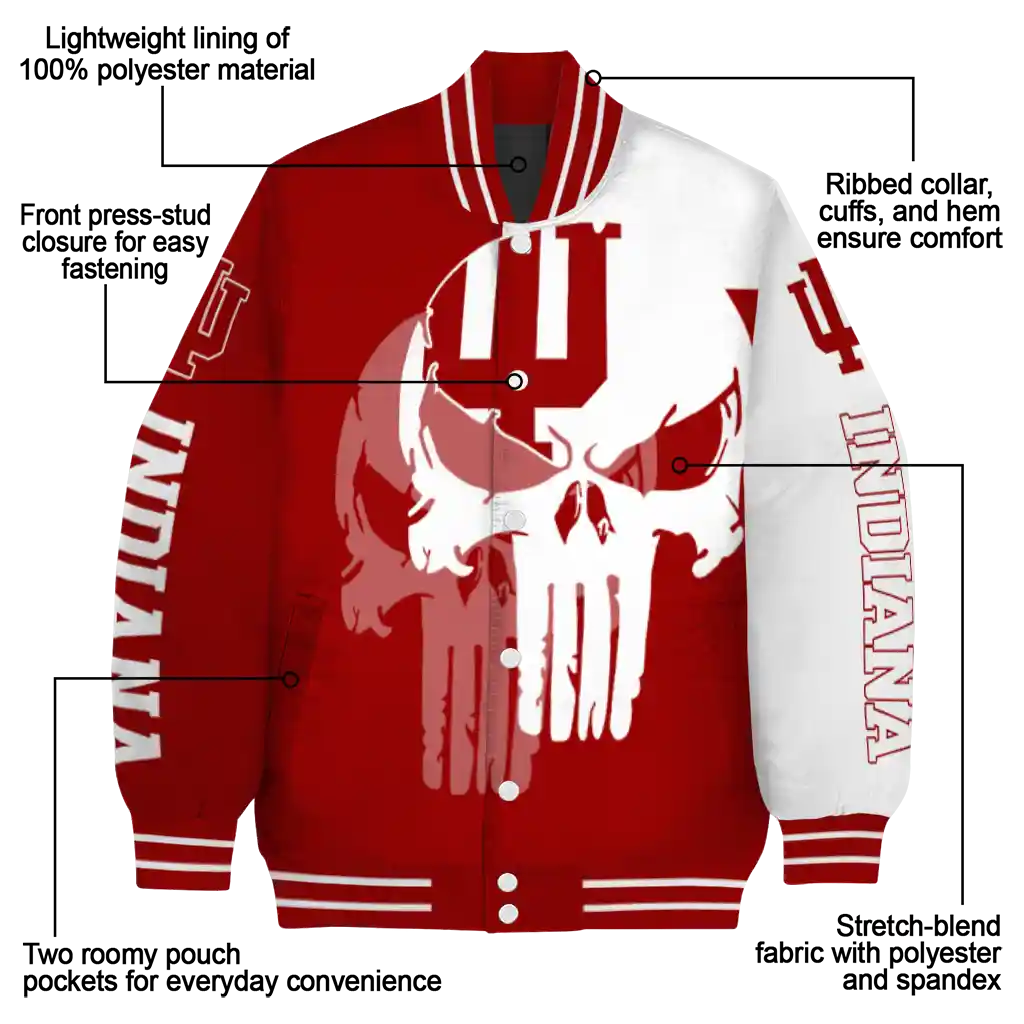 indiana hoosiers skull outline red white varsity jacket new arrival indiana hoosiers skull outline red white varsity jacket new arrival