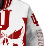 indiana hoosiers skull outline red white varsity jacket best selling