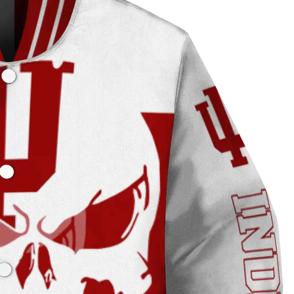 indiana hoosiers skull outline red white varsity jacket premium grade indiana hoosiers skull outline red white varsity jacket premium grade