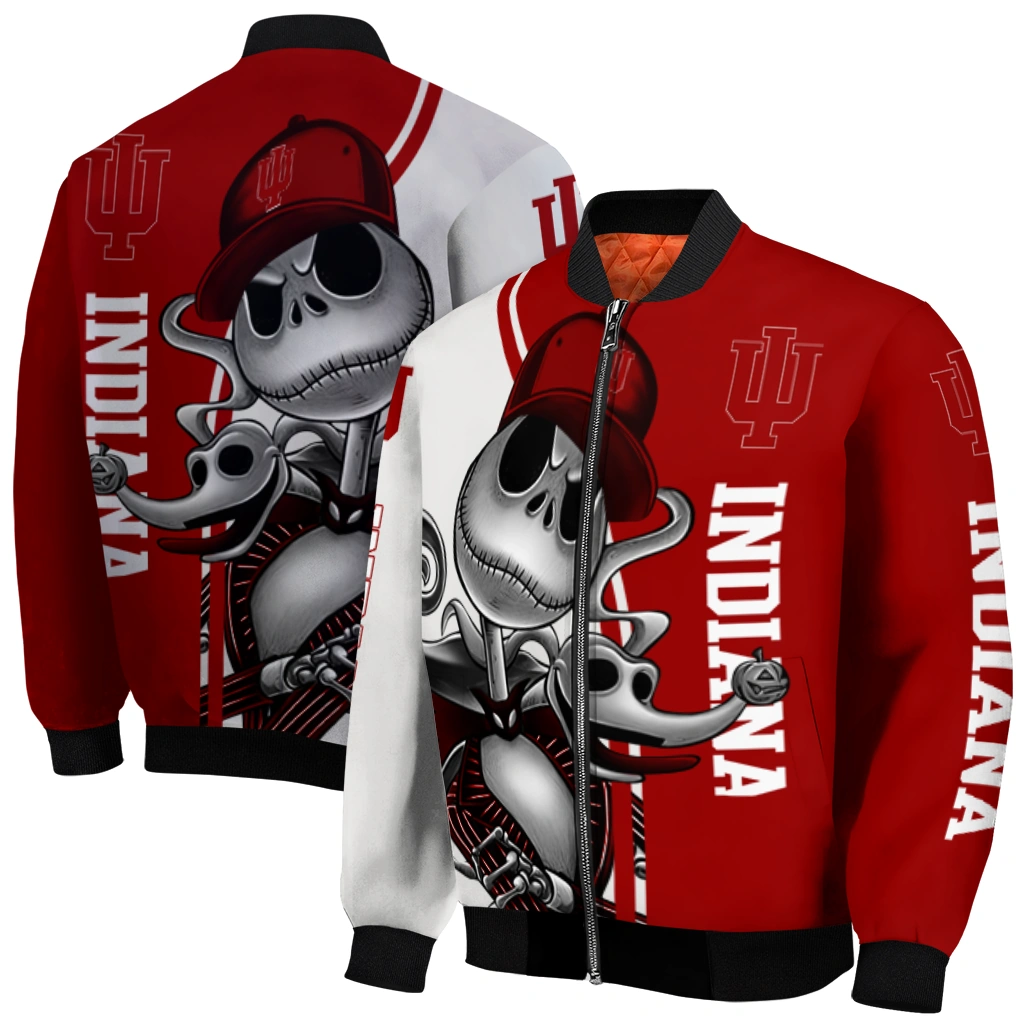 indiana hoosiers spooky grin red bomber jacket best selling indiana hoosiers spooky grin red bomber jacket best selling