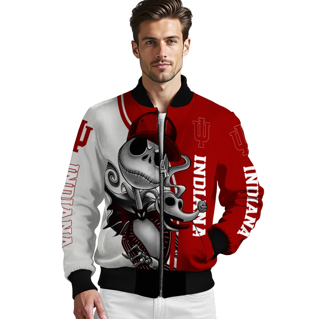 indiana hoosiers spooky grin red bomber jacket high quality indiana hoosiers spooky grin red bomber jacket high quality