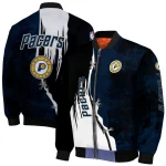indiana pacers edgy scratch effect blue black bomber jacket best selling