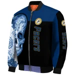 indiana pacers intricate skull blue black bomber jacket best selling