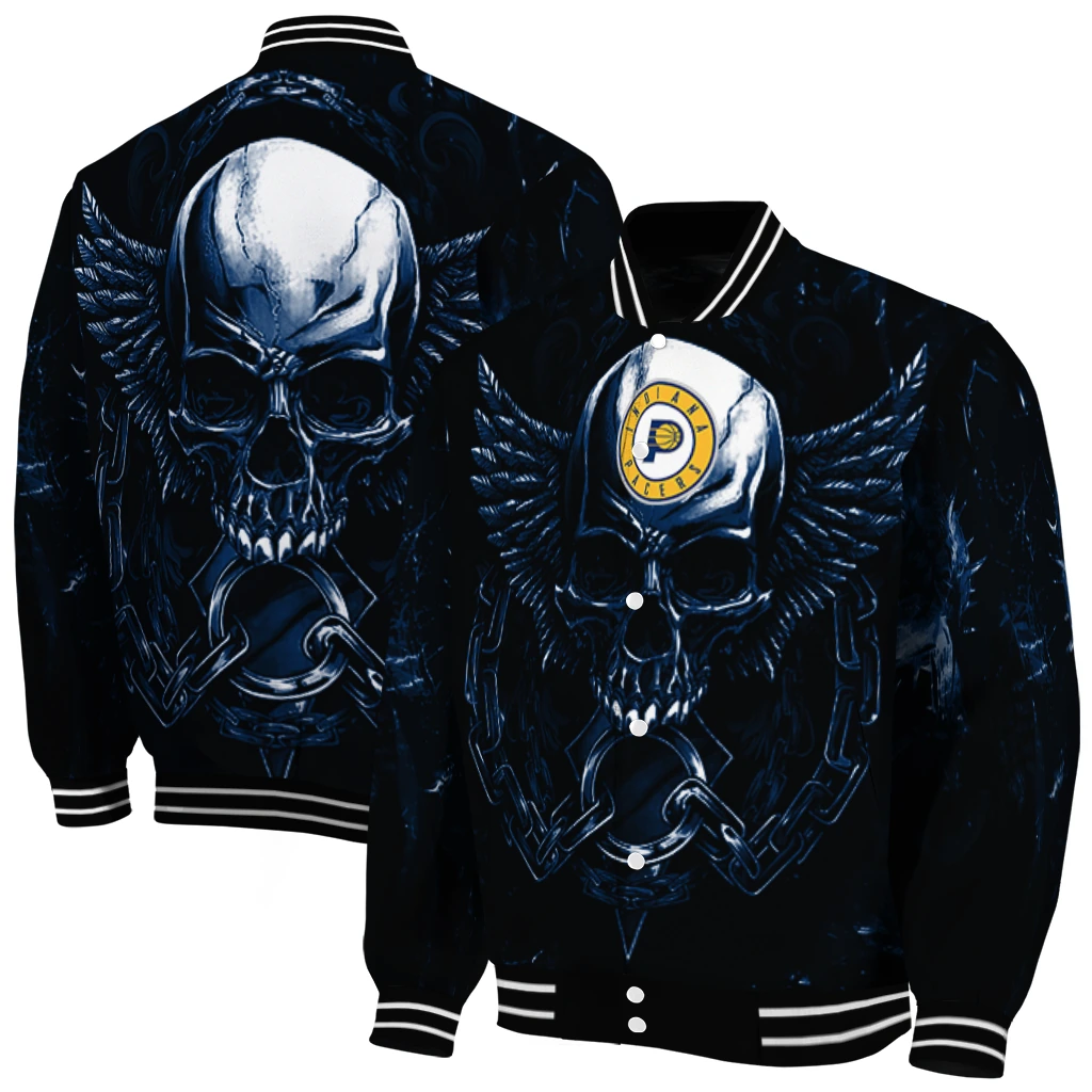 indiana pacers skull bite blue black varsity jacket fashion forward indiana pacers skull bite blue black varsity jacket fashion forward