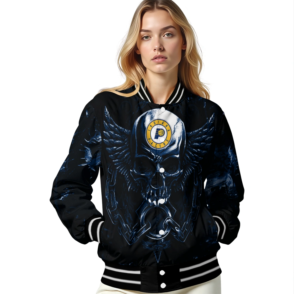 indiana pacers skull bite blue black varsity jacket latest model indiana pacers skull bite blue black varsity jacket latest model