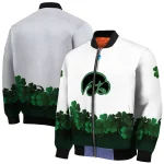iowa hawkeyes clovers pattern white green bomber jacket best selling