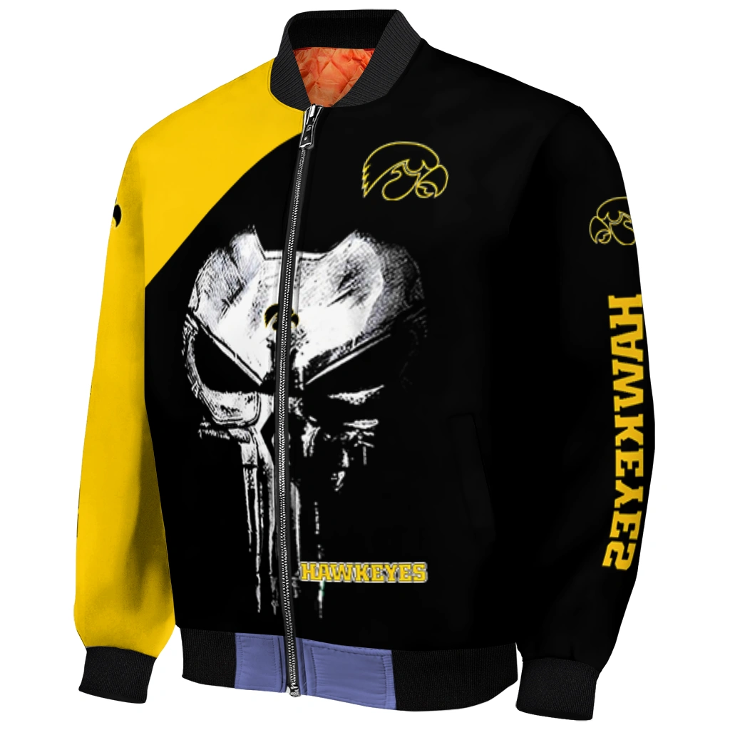 iowa hawkeyes edgy mask black bomber jacket fashion forward iowa hawkeyes edgy mask black bomber jacket fashion forward