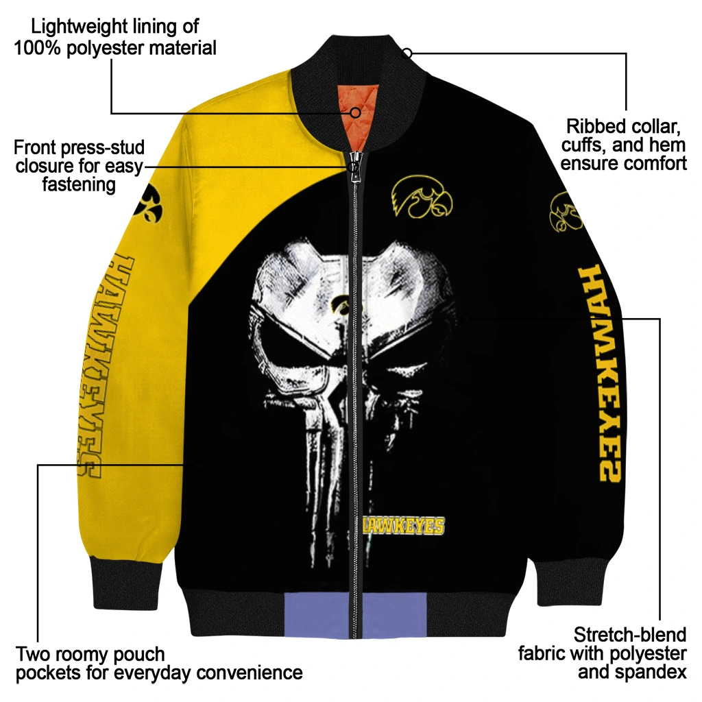 iowa hawkeyes edgy mask black bomber jacket new arrival iowa hawkeyes edgy mask black bomber jacket new arrival