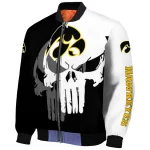 iowa hawkeyes skull outline black white bomber jacket best selling