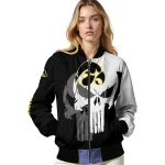 iowa hawkeyes skull outline black white bomber jacket best selling