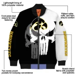 iowa hawkeyes skull outline black white bomber jacket best selling