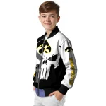 iowa hawkeyes skull outline black white bomber jacket best selling