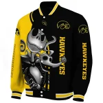 iowa hawkeyes spooky grin black varsity jacket best selling