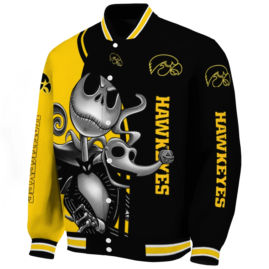 iowa hawkeyes spooky grin black varsity jacket best selling iowa hawkeyes spooky grin black varsity jacket best selling