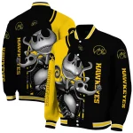 iowa hawkeyes spooky grin black varsity jacket best selling