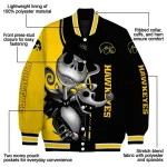 iowa hawkeyes spooky grin black varsity jacket best selling