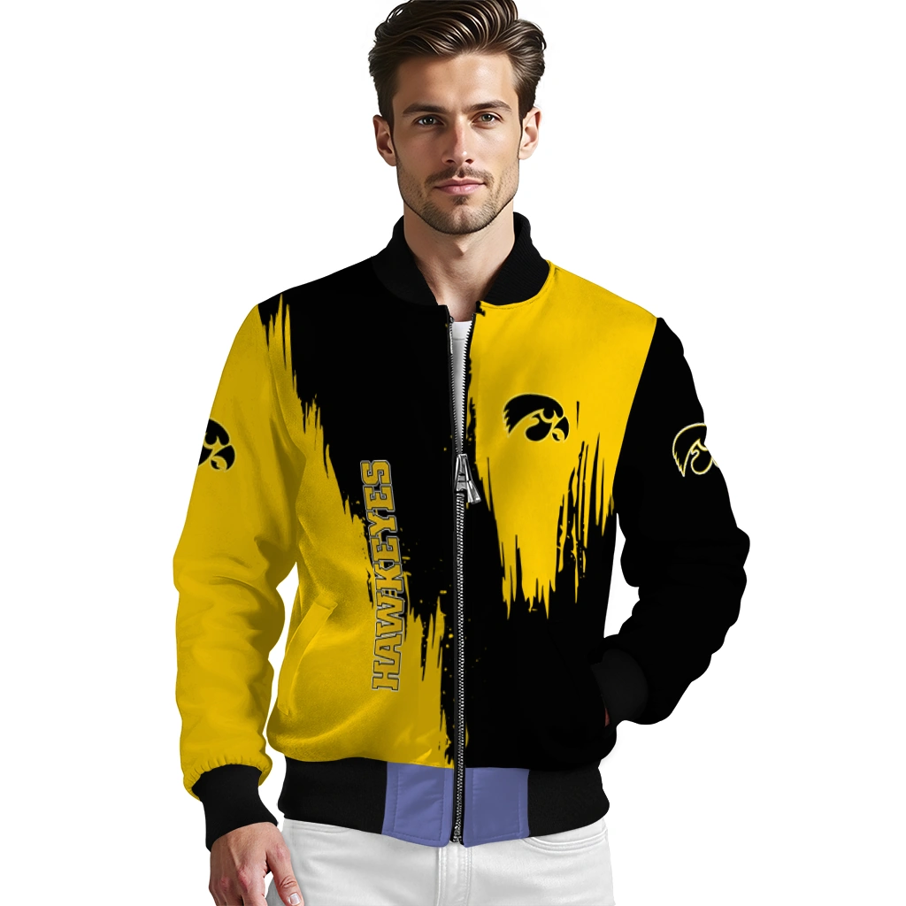 iowa hawkeyes urban mark black bomber jacket high quality iowa hawkeyes urban mark black bomber jacket high quality