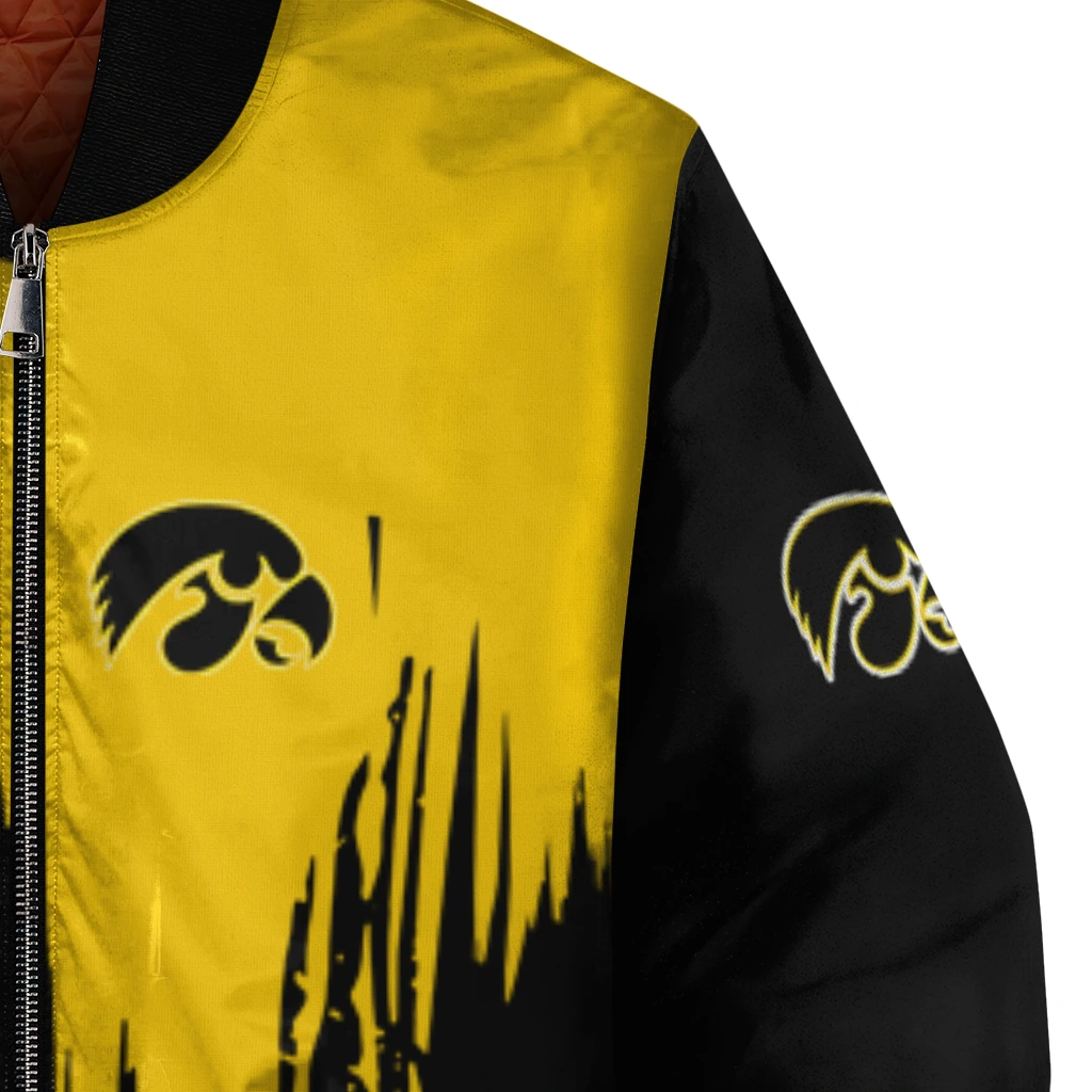 iowa hawkeyes urban mark black bomber jacket premium grade iowa hawkeyes urban mark black bomber jacket premium grade