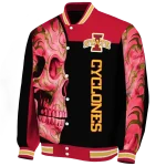 iowa state cyclones fire skull red black varsity jacket best selling