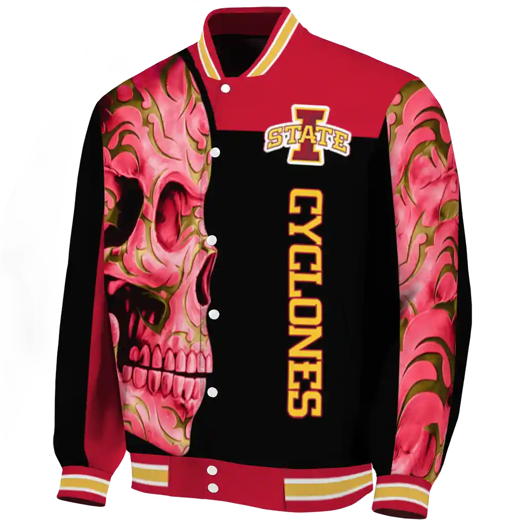 iowa state cyclones fire skull red black varsity jacket best selling iowa state cyclones fire skull red black varsity jacket best selling