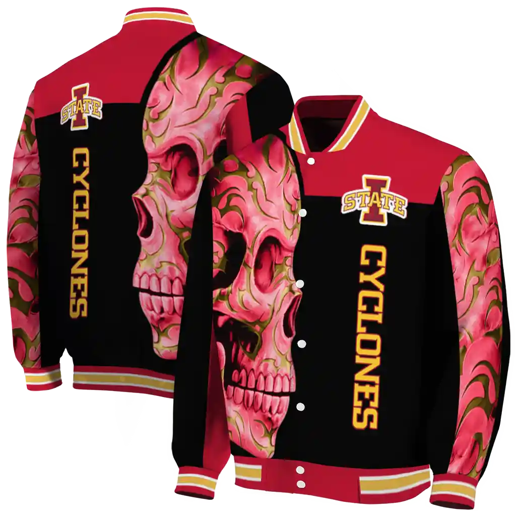 iowa state cyclones fire skull red black varsity jacket fashion forward iowa state cyclones fire skull red black varsity jacket fashion forward