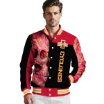 iowa state cyclones fire skull red black varsity jacket best selling