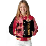 iowa state cyclones fire skull red black varsity jacket best selling