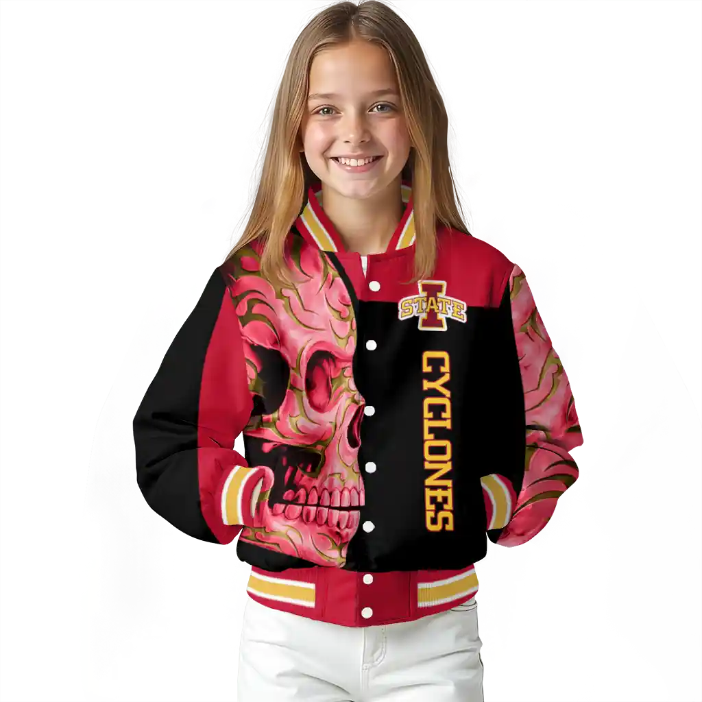 iowa state cyclones fire skull red black varsity jacket top rated iowa state cyclones fire skull red black varsity jacket top rated