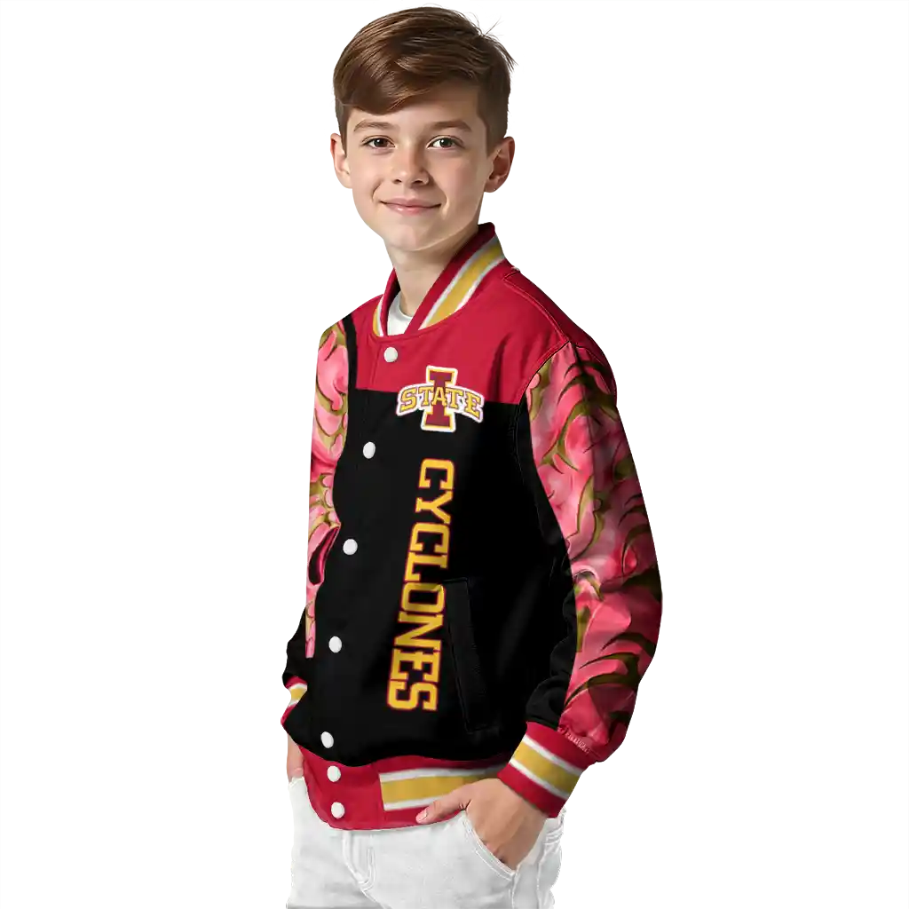 iowa state cyclones fire skull red black varsity jacket trendy iowa state cyclones fire skull red black varsity jacket trendy