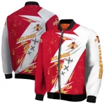 iowa state cyclones ripped bolt red white bomber jacket best selling