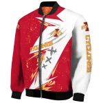 iowa state cyclones ripped bolt red white bomber jacket best selling