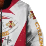 iowa state cyclones ripped bolt red white bomber jacket best selling