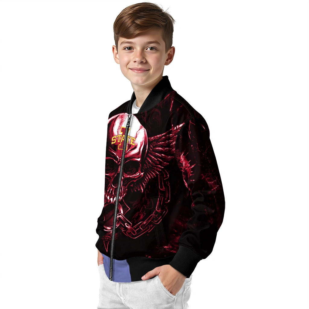 iowa state cyclones skull bite red black bomber jacket trendy iowa state cyclones skull bite red black bomber jacket trendy