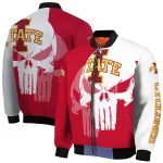 iowa state cyclones skull outline red white bomber jacket best selling