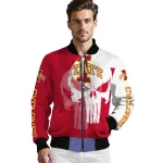 iowa state cyclones skull outline red white bomber jacket best selling