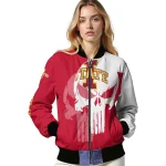 iowa state cyclones skull outline red white bomber jacket best selling