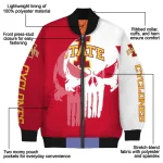 iowa state cyclones skull outline red white bomber jacket best selling