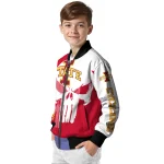 iowa state cyclones skull outline red white bomber jacket best selling